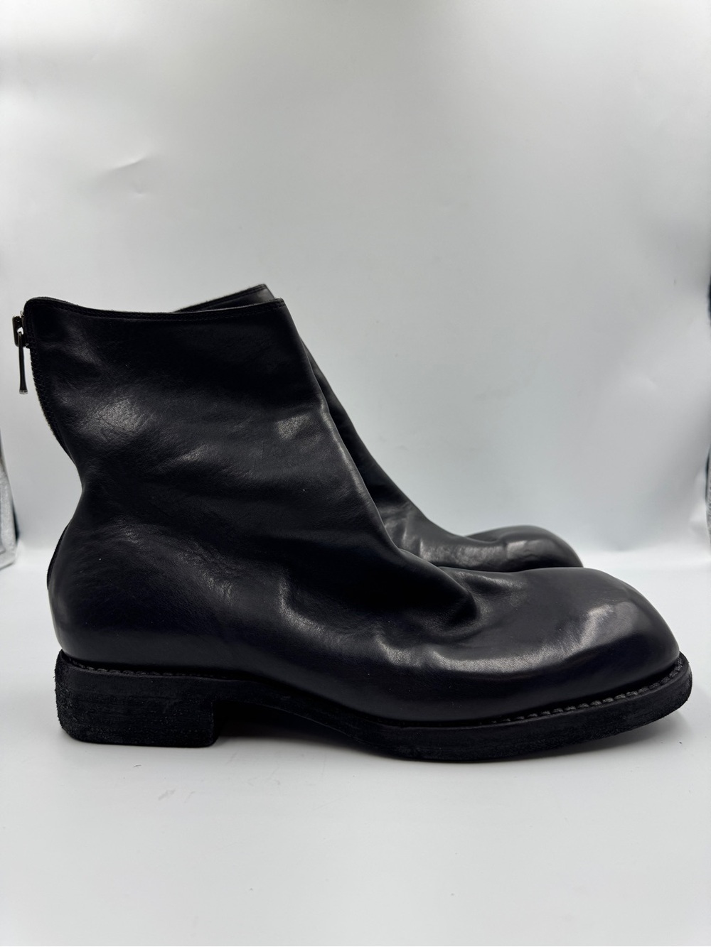 Guidi Boots Square Toe Back Zip Black Leather Men 44 11US